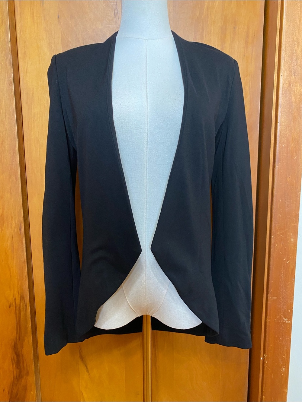 Blaque Label Black Open-Front Women's Blazer Sculptural Collarless Minimalist